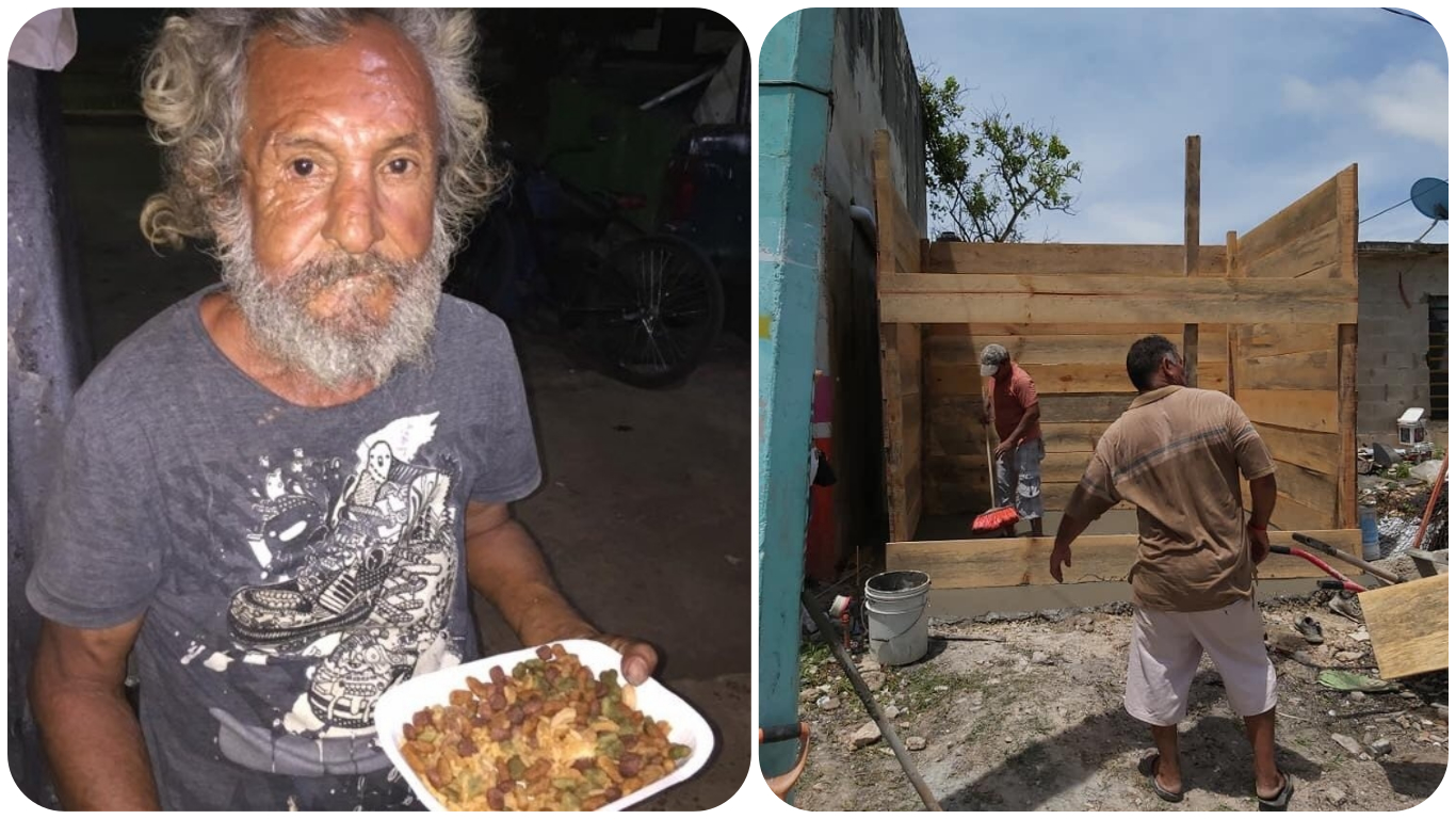 ¡Más como ellos! Vecinos construyen casa de madera al abuelito que recibió plato con croquetas