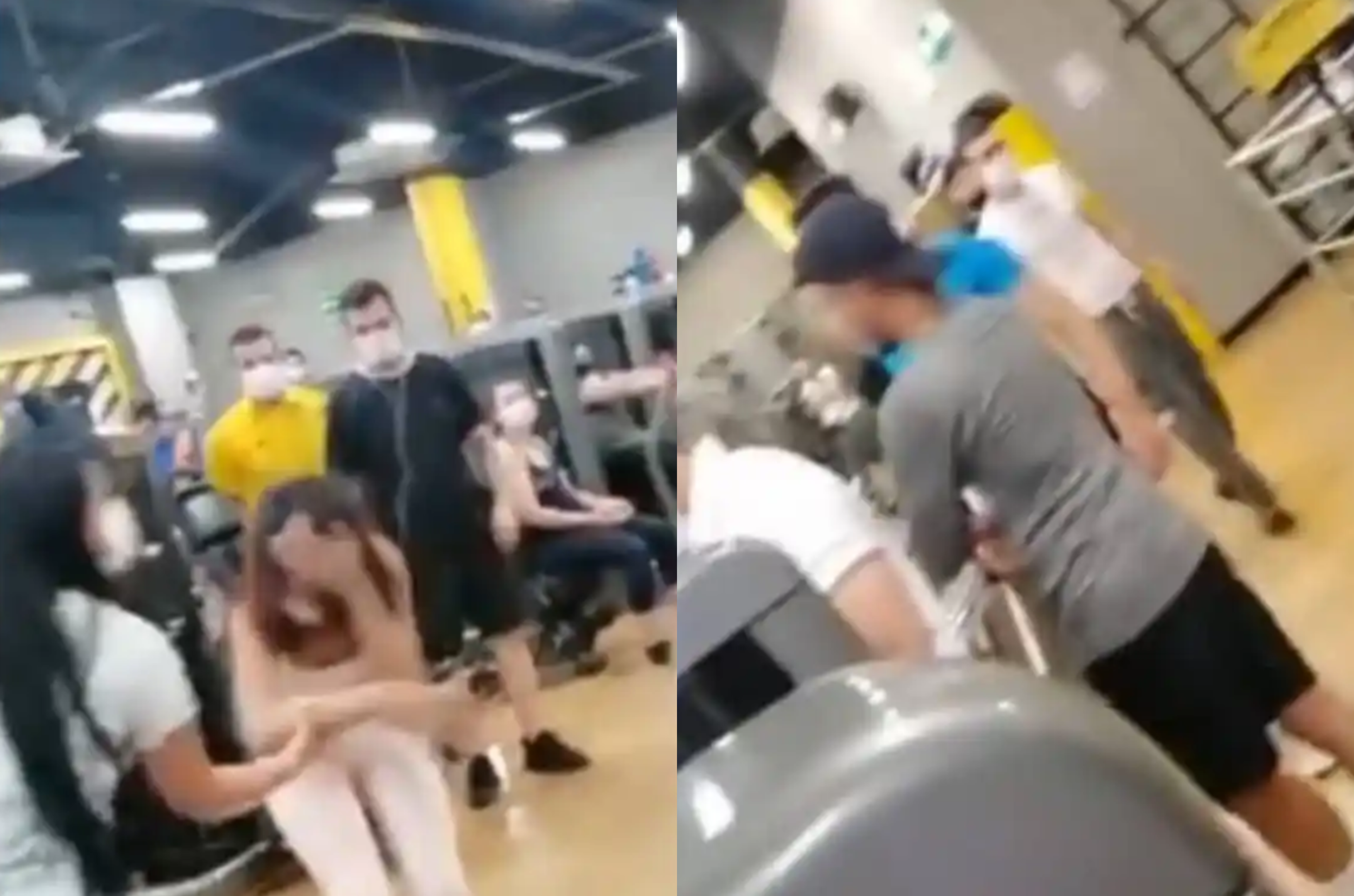 Hombre agrede brutalmente a mujer por no prestarle una máquina en el gimnasio