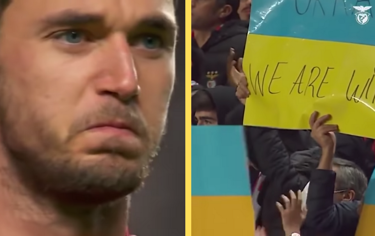 Futbolista ucraniano rompe en desgarrador llanto al ser homenajeado por fanáticos tras invasión rusa