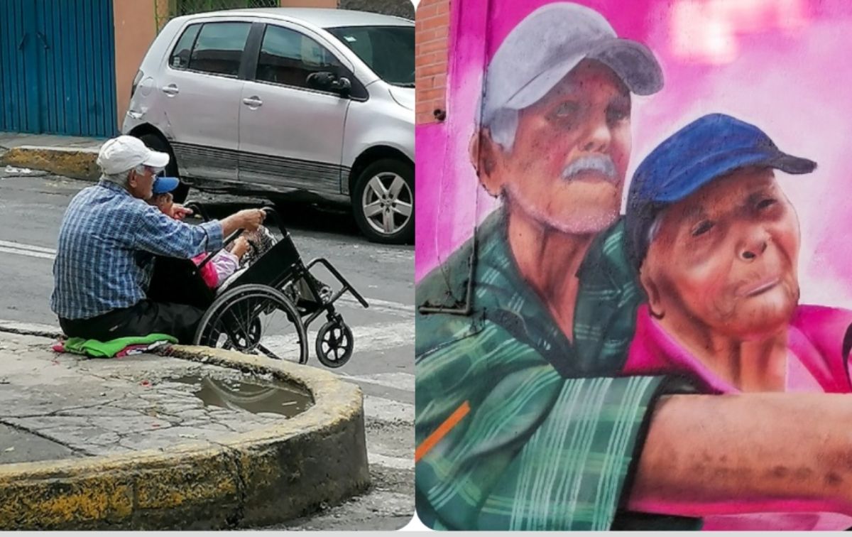 Grafitero pinta mural de abuelitos enamorados en Iztapalapa; se vuelve viral