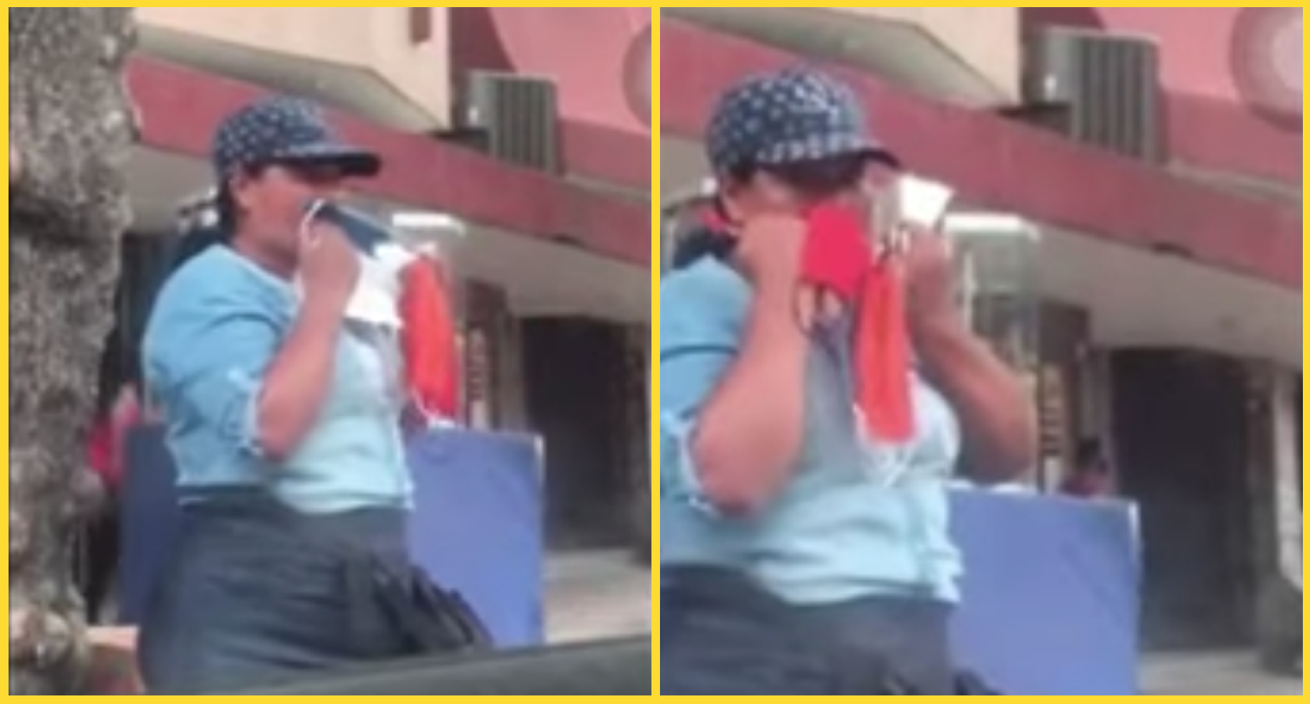 VIDEO. Captan a mujer limpiándose la nariz con los cubrebocas que vende